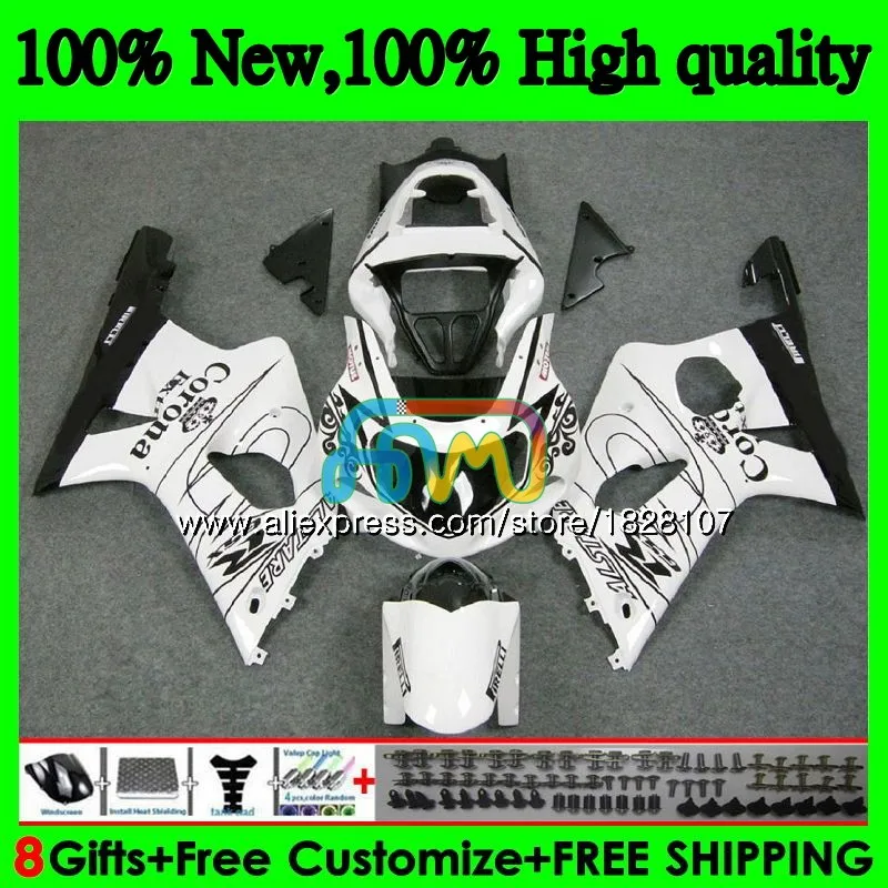 Средства ухода за кожей для SUZUKI GSXR 1000 GSX-R1000 GSXR1000 00 01 02 40BS. 14 1000CC GSXR-1000 K2 GSX белый CORONA R1000 2000 2001 2002 обтекатель