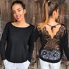 2022 New Sexy Women's Longsleeve Loose Lace Back Casual Shirt Autumn Tops T-Shirt Fashion Women Clothes ► Photo 3/3