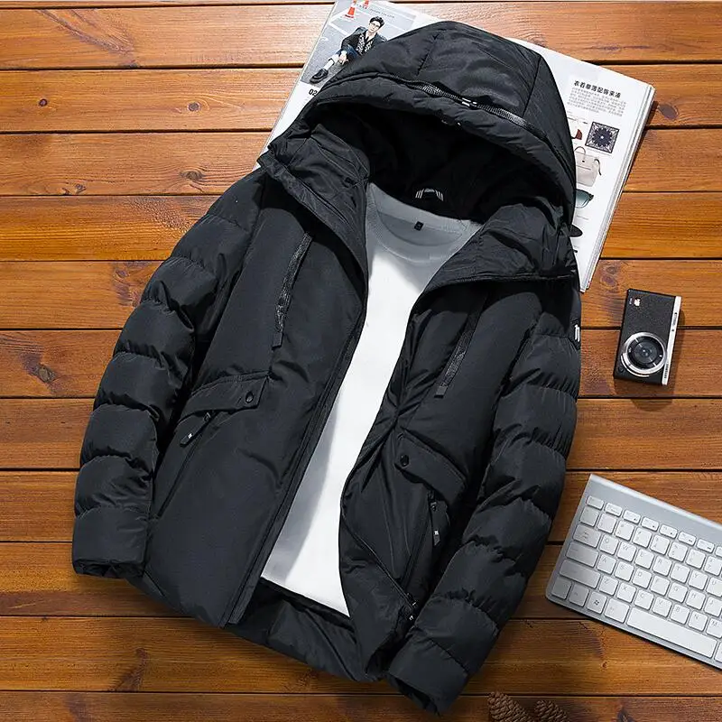 

Plus Size Winter Jacket Men 2019 New Winter Coat Men Outerwear Short Slim Thickening Warm Pakra Male Jackets Coats Black