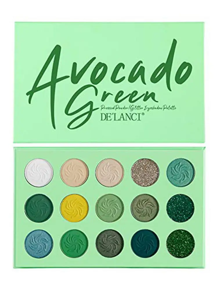 Avocado Green Eye Shadow Palette 15-color матовые мерцающие блестки Макияж Косметика стойкие тени для век