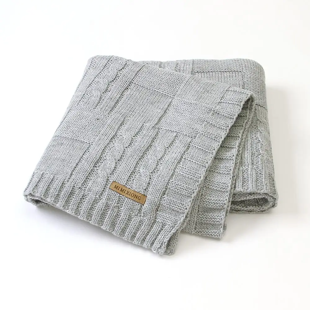 Baby Blankets Knitted Solid Color Infant Sleeping Covers for Stroller Bed Sofa Sleep Sacks 100*80cm Newborn Swaddle Wrap Blanket