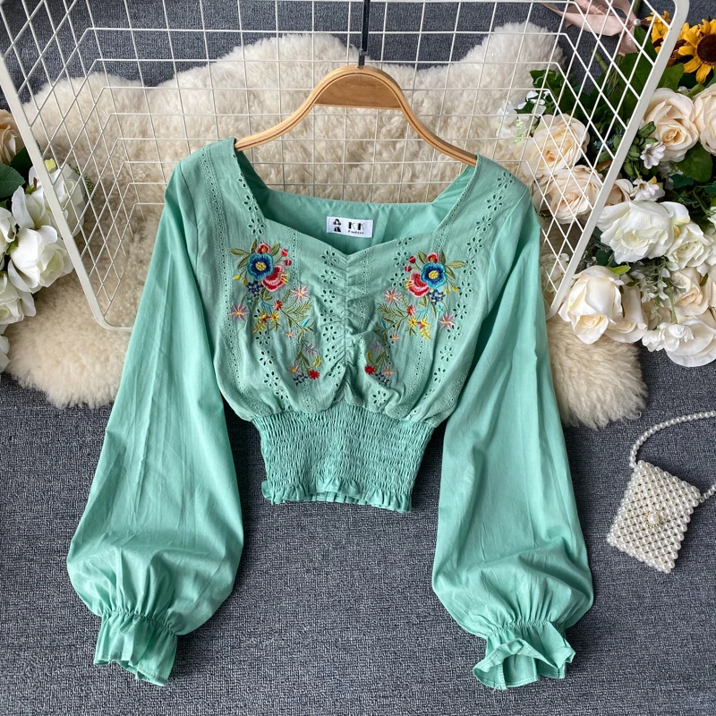 

2020 New Korean Women Shirt Fashion Hollow Out Tops White Short Pullover Feminine Blouses Ladies Crop Tops