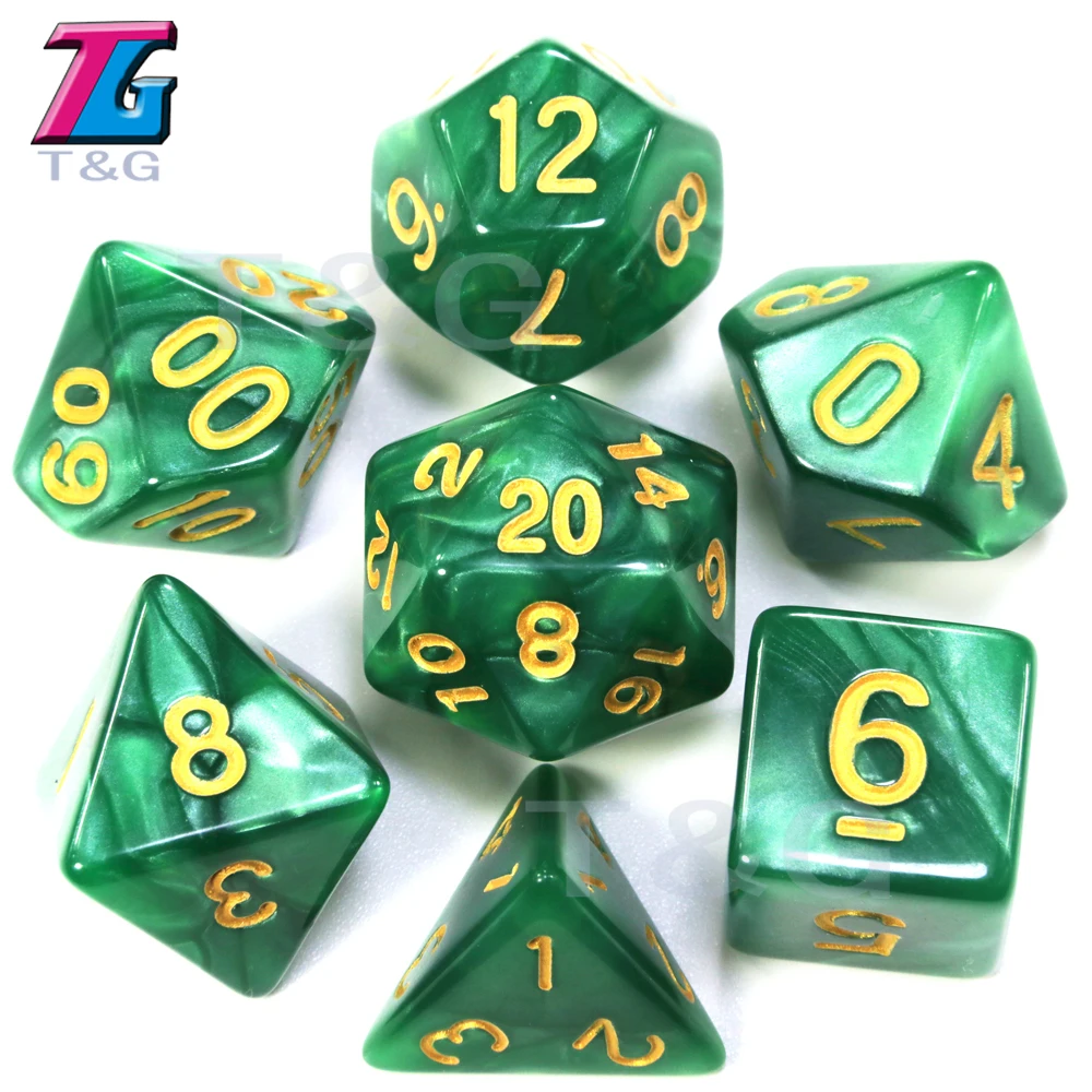 Золото чернил игральные кости DnD эффект мраморной поверхности D4 D6 D8 D10 % D12 D20 7