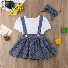 HE Hello Enjoy/изысканные наряды для девочек; одежда для детей; летние детские комплекты одежды для девочек; футболки с короткими рукавами+ платье в горошек на бретелях