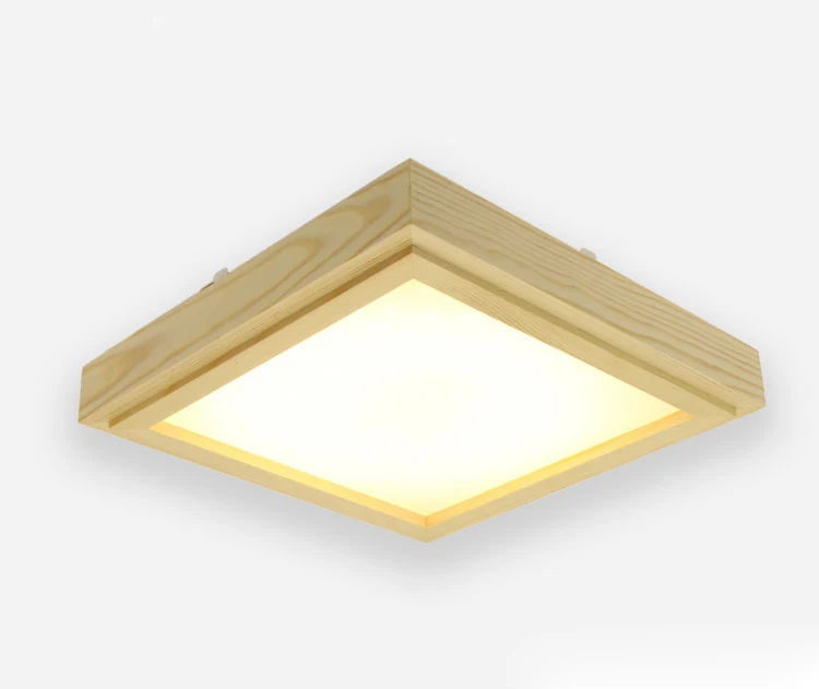 

Japanese Style Tatami Wood Ceiling and Pinus Sylvestris Ultra-thin LED 30/33/43cm Wooden LED Lamp Square Ceiling Lamp Fixture