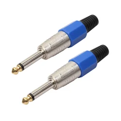 1/2/5 piece Gold-plated 6.35mm stereo audio plug sound single jack connector zinc alloy + PVC buffer rubber audio head