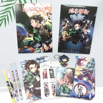 

Anime Demon Slayer Kimetsu no Yaiba Anime Pencile Case Keychain Gift Box Bookmark Fans Collection Gift Study Supplies For Kids