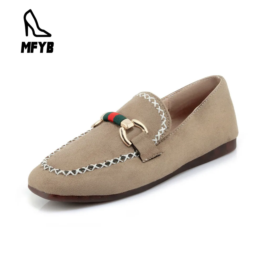 

MFYB Women's flat shoes 2019 autumn new comfortable flat women's shoes shallow mouth square head women's flat mother shoes 34-44