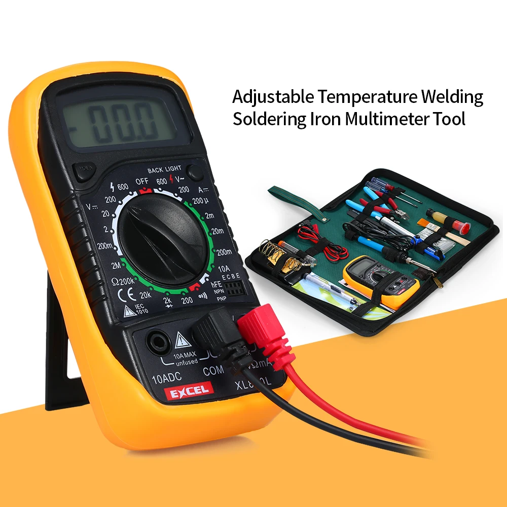

Hot Professional 60W Electric Soldering Iron Kit Adjustable Temperature Welding Digital Multimeter Handmade Tool Set Soldering K
