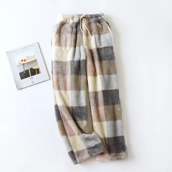 

Flannel Pants Casual Print Plaid Pajamas Couple Sleepwear Autumn Winter New Intimate Lingerie Warm Home Clothes Sleep Bottoms