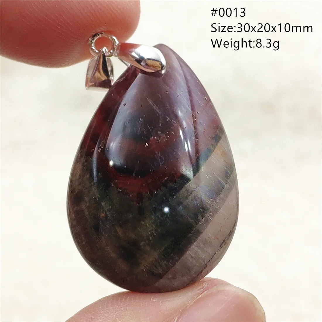 Genuine Natural Cacoxenite Auralite 23 Purple Red Pendant Water Drop Rutilated Bead Women Men AAAAAA