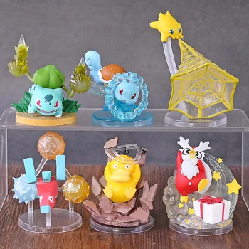 

Anime Cartoon Squirtle Bulbasaur Psyduck Porygon Delibird Joltik Skill Ver. PVC Figures Monsters Toys 6pcs/set