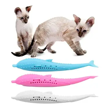 

3pcs Cat Toothbrush Fish Shaped Toy Catnip Silicone Teeth Clean Molar Stick