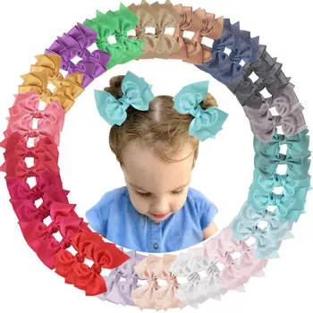 

40 Pieces 4.5 Inch Hair Bows Clips Chiffon Ribbon Boutique Pigtail Hair Bow Alligator Clips For Girls Toddlers Kids (20 Colors i