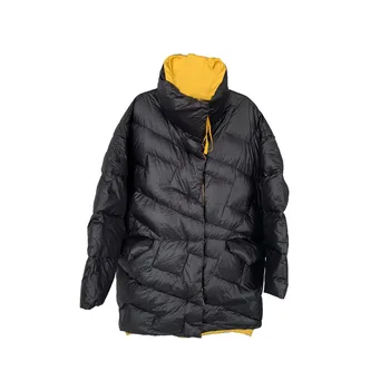 

2020 Casual Cocoon Long-sleeved Down Jacket Women Autumn Winter Warm BLACK Down Parka Coats Women's Clothing N912