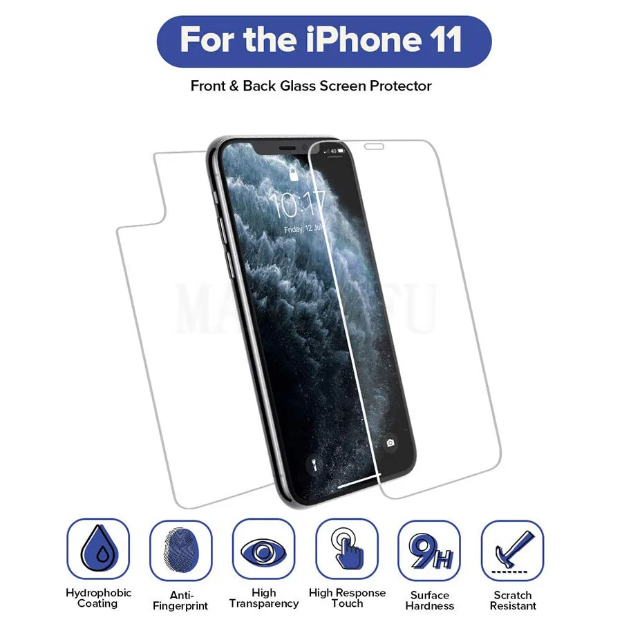9D передняя+ задняя полное покрытие из закаленного стекла для iPhone 11 Pro Max 11H Защитная стеклянная пленка для экрана iPhone 11 Pro 11