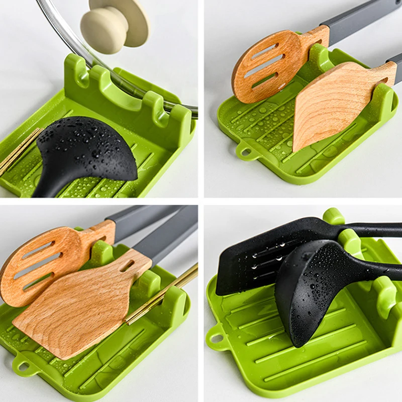 

1PCS Multifunctional Non-slip Pad Plastic Shelf Kitchen Spoon Pad Spatula Shelf Tableware Storage Rack Kitchen Rack