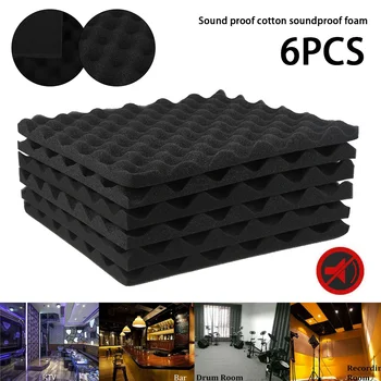 

6 Acoustic Wall Panel Tiles Studio Sound Proofing Insulation Foam Pads Home Decor