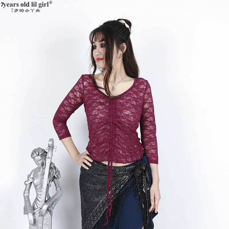 Belly Dance Top Gothic Tribal Belly Bance Top Lace Choli Short Sleeve Top Women's Belly Dance Costume GII01-02