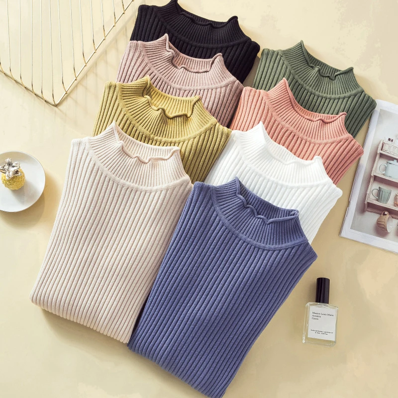 

chic Autumn winter thick Sweater Pullovers Women Long Sleeve casual warm basic turtleneck Sweater female knit Jumpers top 2020