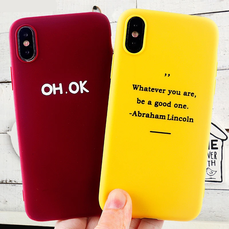 Fashion Phone Cases for IPhone 11 8 7 6s Plus Pro X XS MAX XR Case Positive Letter Soft Silicone Fitted Covers Accessories |