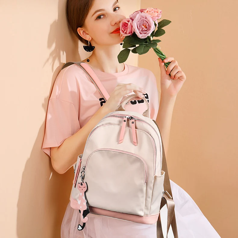 Женский рюкзак для путешествий, школьные сумки для девочек-подростков, Противоугонный рюкзак, женский рюкзак в консервативном стиле, с панелями, с подвеской в виде кошки