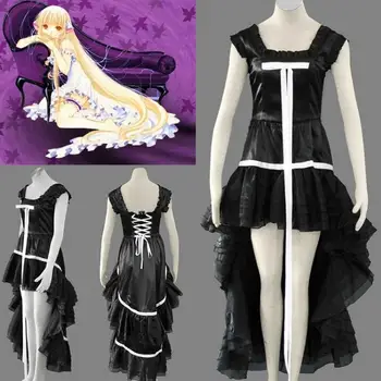 

Japanese Anime Chobits Chi Cosplay Costume Woman Black Beautiful Dress