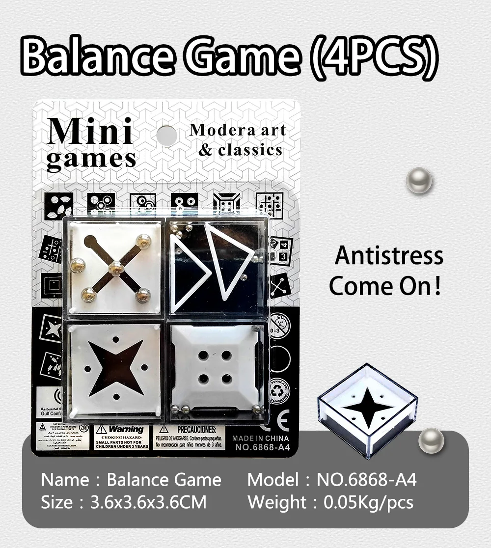Мини антистресс баланс игры 4 шт. наборы пластиковая головоломка Прорезыватель волшебная игра коробка анти-игрушки для сжимания для семьи