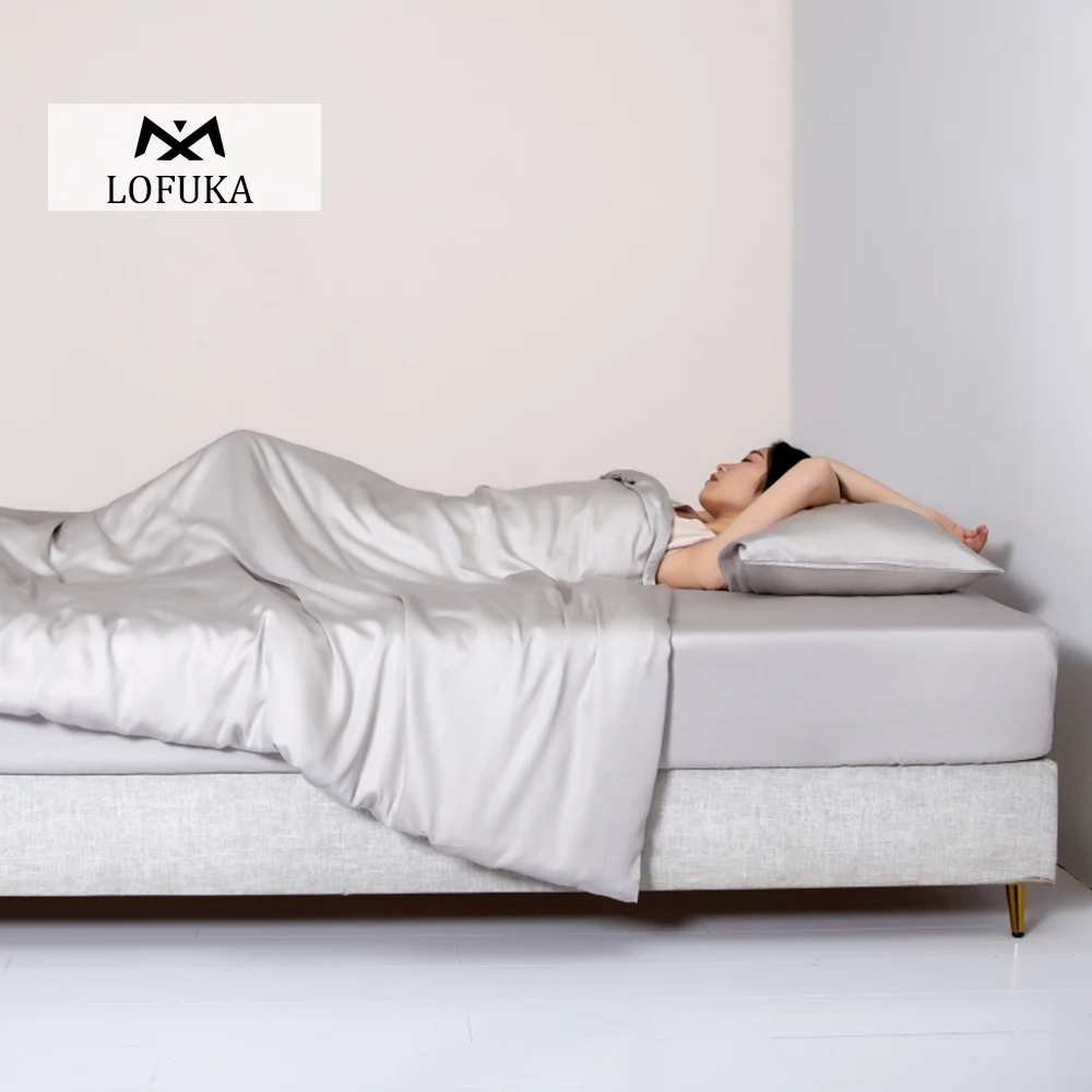 

Lofuka Luxury 100% Silk Bedding Set Beauty Healthy Skin Duvet Cover Flat Sheet Fitted Sheet Pillowcase Double Queen King Bed Set