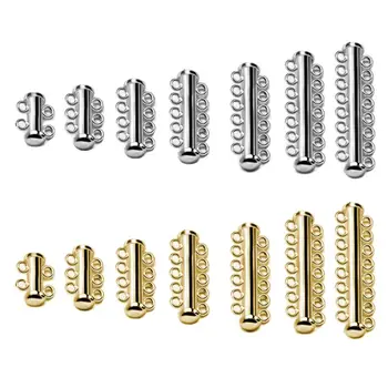 

10Pcs Layered Bracelet Necklaces Slide Strong Magnetic Clasps Tubes Lock Rhodium Plated Buckle Hook Jewelry Findings