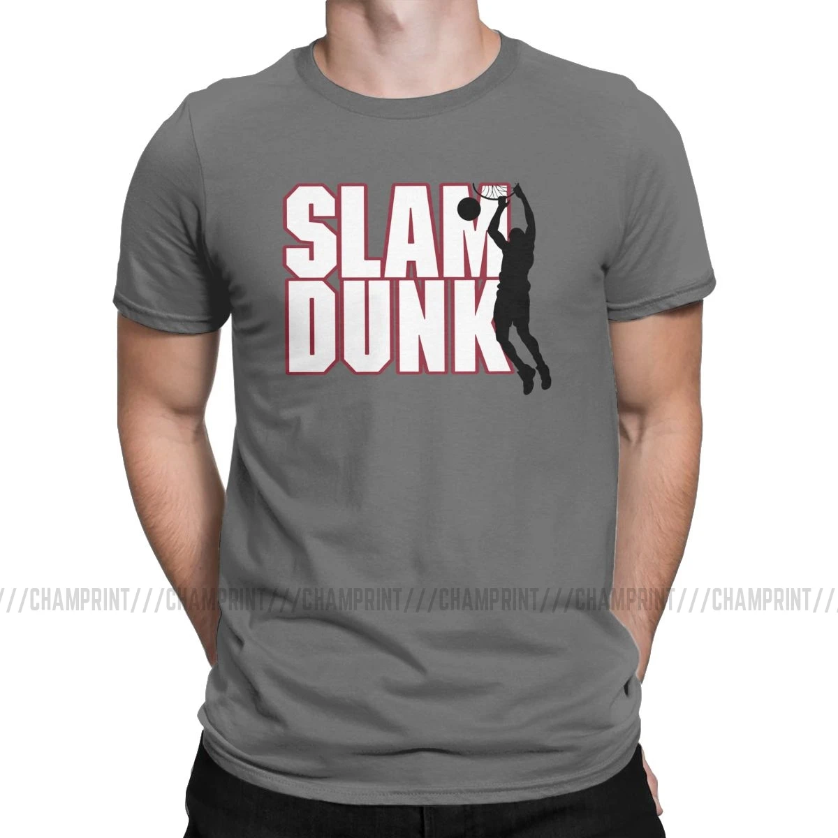 Баскетбол Slam Dunk аниме футболка мужская Sakuragi Hanamichi Спорт манга новинка футболка с вырезом лодочкой футболки подарок на день рождения топы - Цвет: Темно-серый