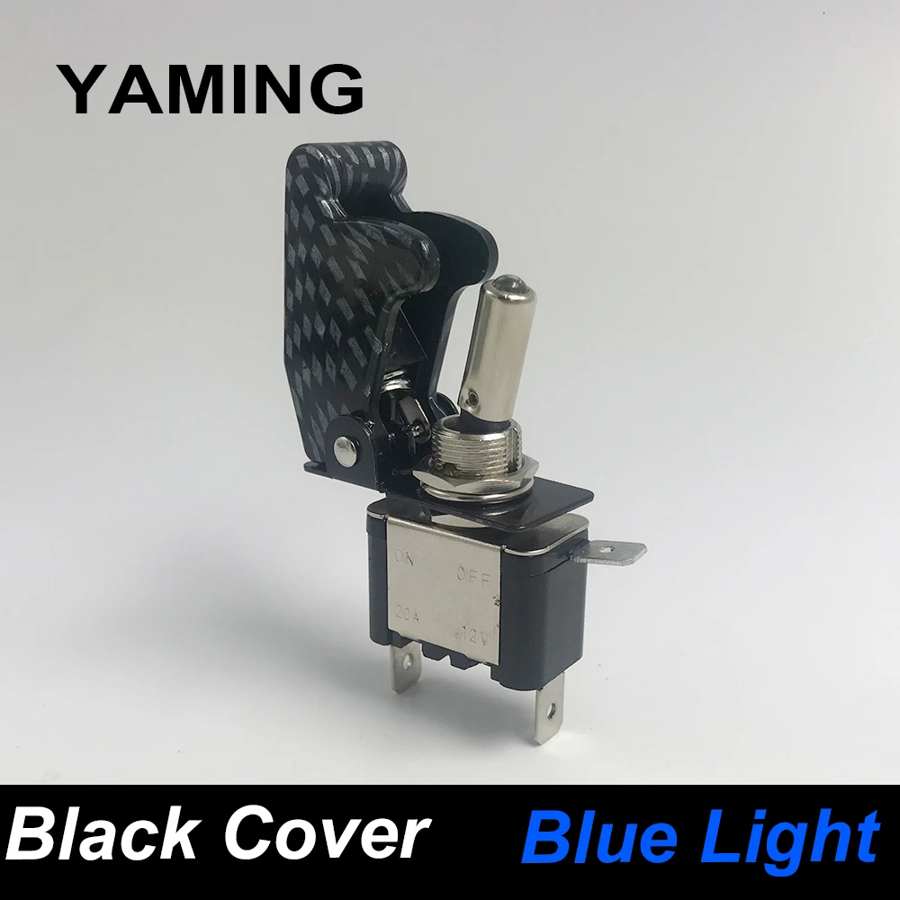 Black cover blue 12V 20A кулисный переключатель с прозрачной крышкой светодиодный модификации Arm кнопочный переключатель защитная крышка для гоночный автомобиль свет тумблер - Цвет: Black cover blue