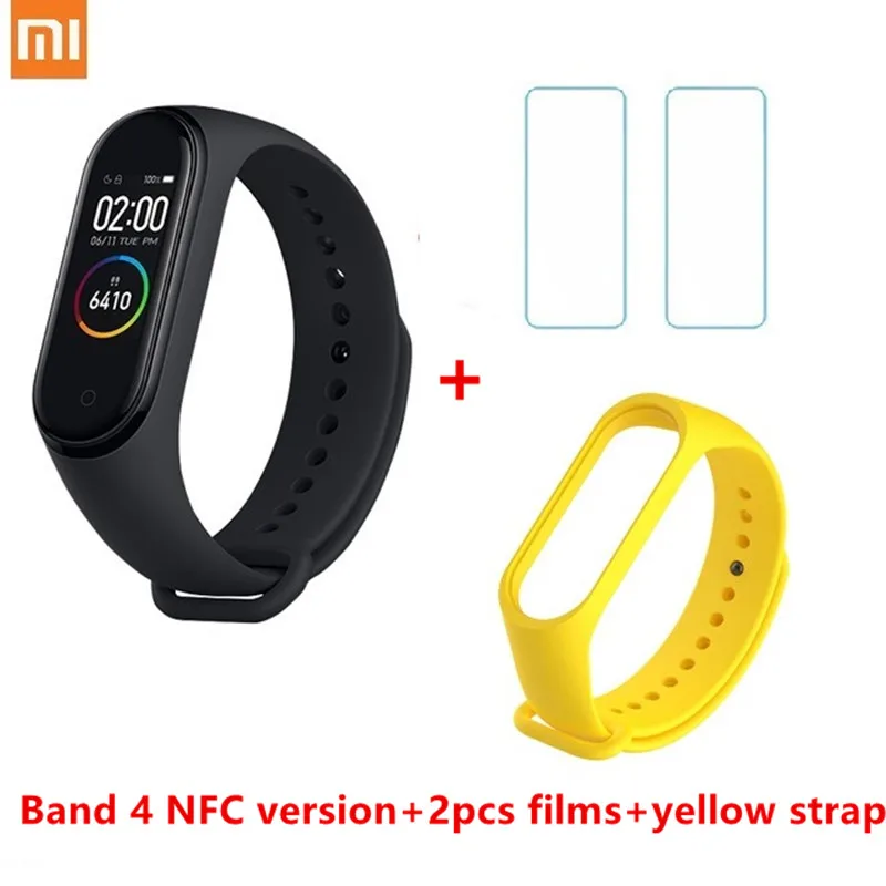 Xiaomi Mi band 4 NFC версия AI контроль сердечного ритма фитнес-трекер 50 м водонепроницаемый сенсорный цветной экран Bluetooth 5,0 браслет - Цвет: n 2 fil n yellow str