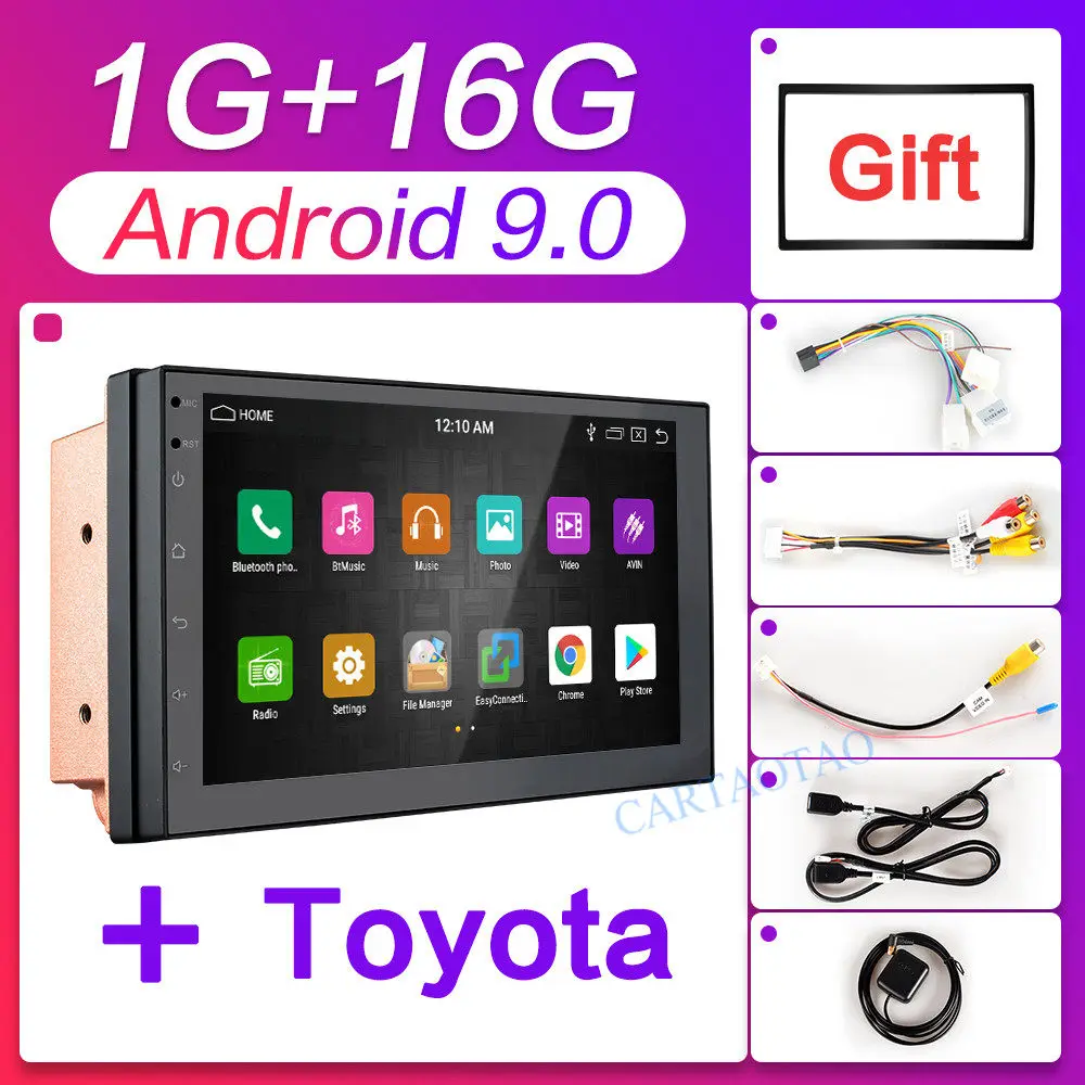 H-YR1918-1G-Toyota 2 din gps Радио Стерео " Android 9,0 радио Bluetooth Pour современный Универсальный WiFi Автомобильный мультимедийный voiture радио joueur 2+ 32g - Цвет: H-YR1918-1G-Toyota