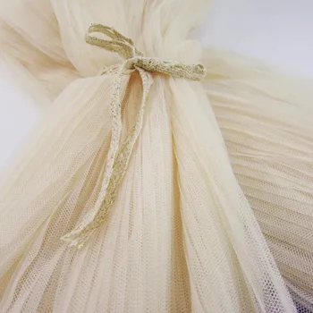 

10 yards cream tulle accordion pleated fabric, tulle fabric with Vertical crease,, tulle panel lace fabric, ruffled tulle