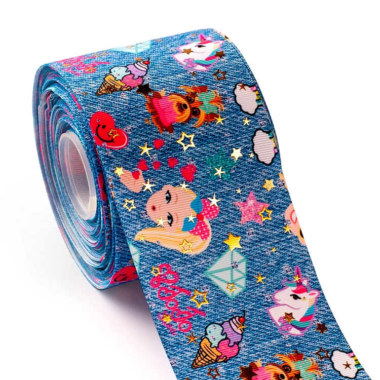 Winsome 75 мм 3 дюйма 50 ярдов Золотая Звезда фольга pttern мультфильм гриль grosgrain