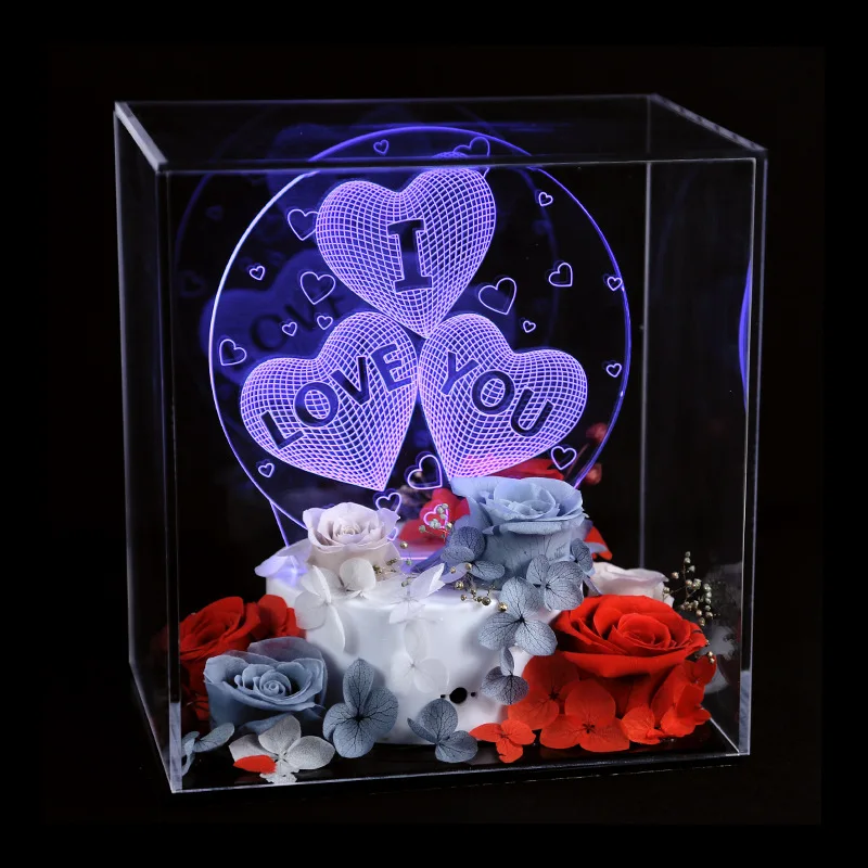 

Preserved Fresh Flower Advertising Balloon 3D Colorful Small Night Lamp Yakeli Box Lovers' Day Ceremony Valentine's Confession G