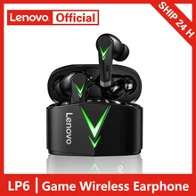 Lenovo lp6 tws gaming fones de ouvido sem fio bluetooth 5.0 jogo baixa latência esportes fone com microfone estéreo 3d baixo no ouvido