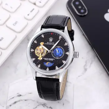

Watch Brand Men's Mechanical Watch Leather Strap Automatic Movement Luminous Calendar Hollow High Quality Men's Watch