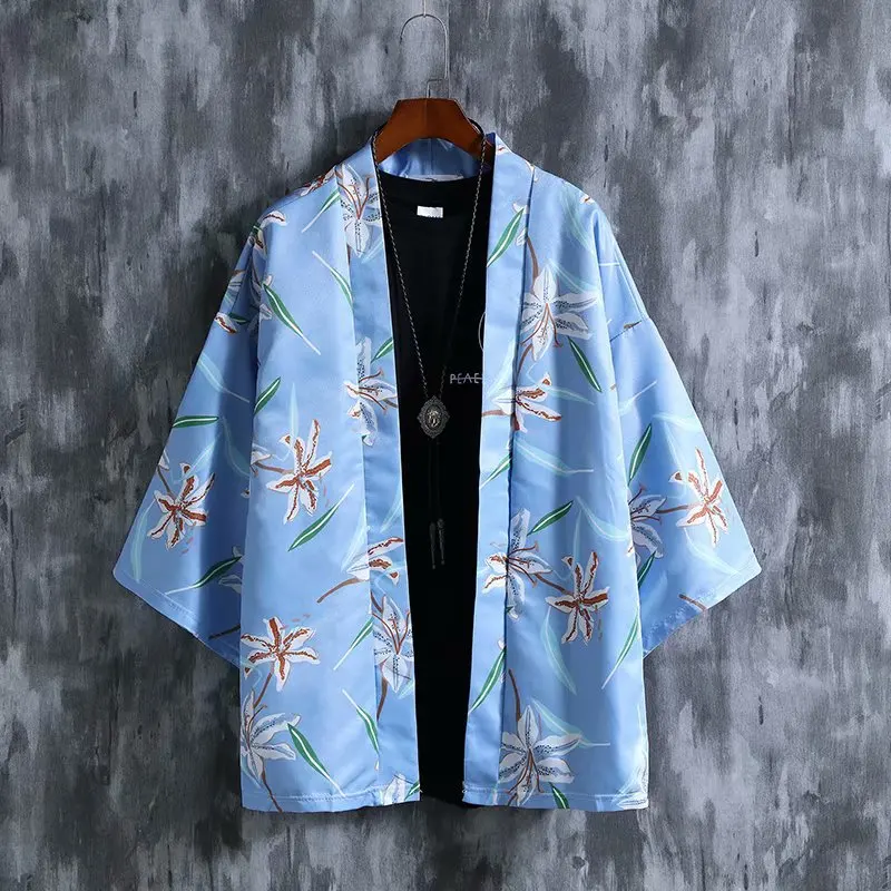 

Summer Japan Streetwear Man Beach Kimono Cardigan Shirt Blouse for Men Unisex Japanese Yukata Kimonos