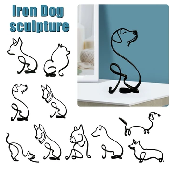 Dog Art Sculpture Simple Metal Dog Abstract Art Sculpture Decoration Home Decor Table Wall Decoration 1