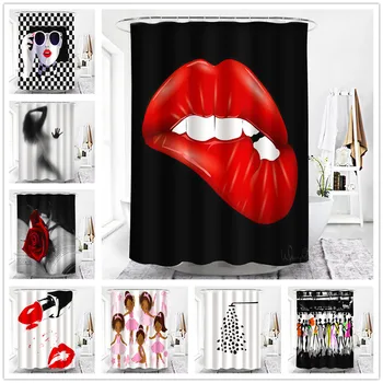 

Sexy Lips Shower Curtains Bathroom Curtain Polyester Waterproof Durable with Hooks Bath Accessories Sets douchegordijn cortina