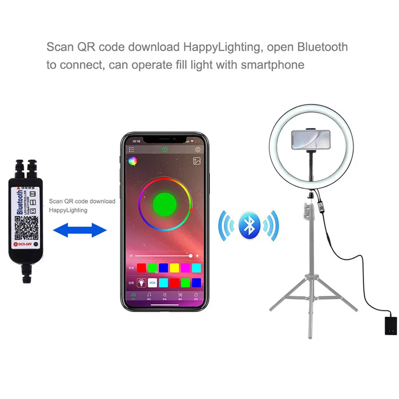 Умная лампа кольцевая лампа 9 дюймов с подставкой для телефона ...