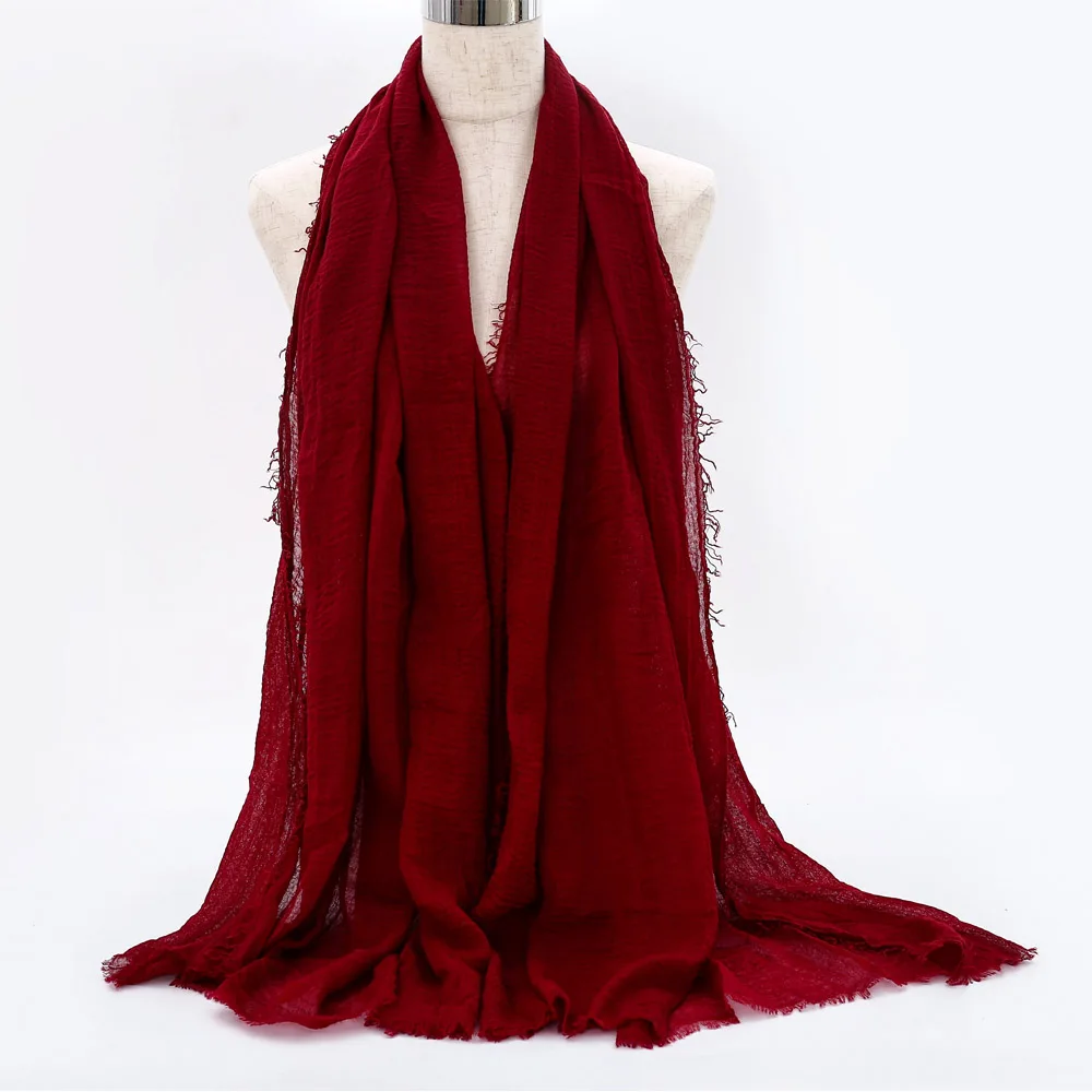 Модная женская однотонная шаль Хиджаб с кисточками, платок для женщин, мягкая чистая накидка для женщин, исламский головной шарф, одежда - Цвет: 6