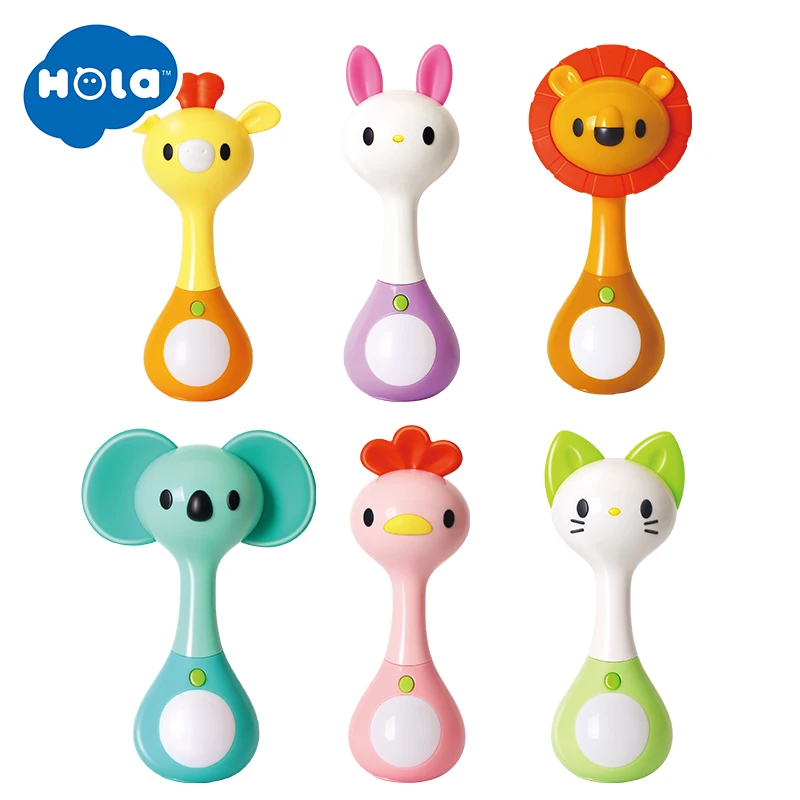HOLA TOYS 3134 мини погремушка с музыкой/светильник животные колокольчики плюшевые