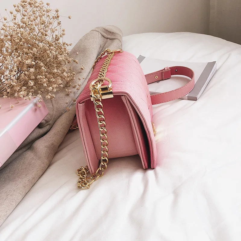 

2019 New Style Gradient Color Roe Pattern Stereo Square Sling Bag Lock Classic Rhombus Chain Bag