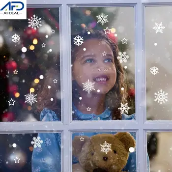 

6Sets Christmas Snowflake Window Sticker Glass Window White Snowflake Sticker Wall Decals Kids Room Christmas Decoration