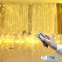«Лучшее» 300 светодиодов занавески сказочные огни USB струны подвесные Настенные светильники Свадебная вечеринка Декор 889
