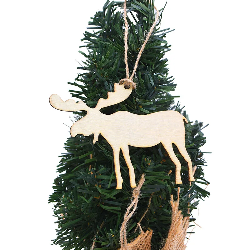 10 шт., Деревянные Подвески с изображением Прыгающего оленя, рождественской елки, лося, снеговика, ангела, для дома, Рождества, Нового года, подвесные украшения, подарочные аксессуары