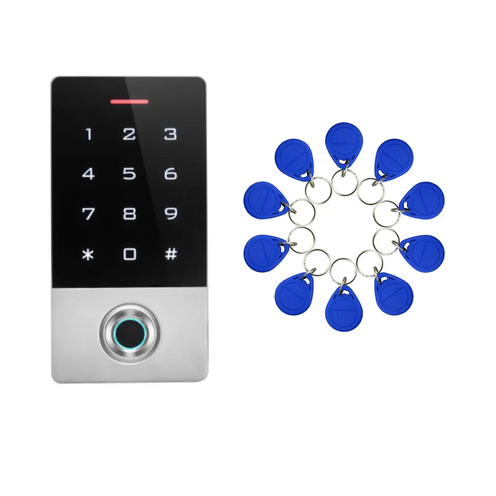RFID fingerprint Access Control touch Keypad metal shell rainproof IP66 anti-hit 300 fingers / 10000 card users | Безопасность и